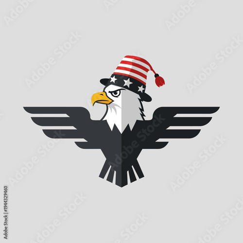 Patriotic Eagle Wearing American Flag Hat - Symbol of Freedom and Independence