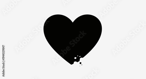 Black Heart Symbol with Dripping Effect on White Background