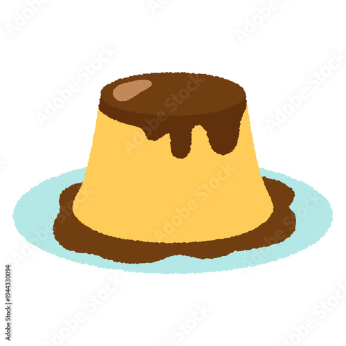 手書き風の食べ物単品アイコンイラスト　プリン