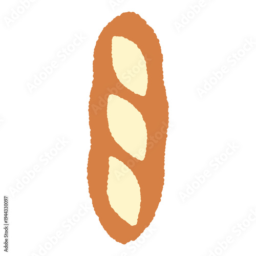 手書き風の単品アイコンイラスト　食べ物　フランスパン