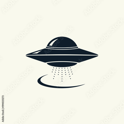 Black UFO Spaceship with Rain Drops.