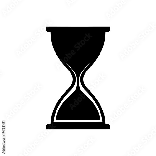Black hourglass timer symbol icon.