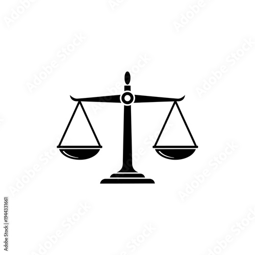 Black scales of justice icon symbol.