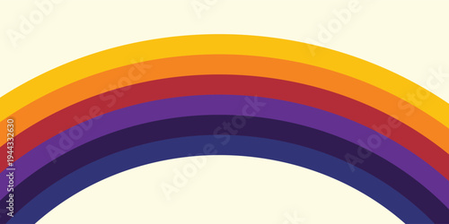 Abstract colorful 70s background vector. Vintage retro wallpaper with rainbow stripes and wavy lines.