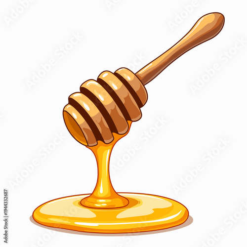Honey dipper dripping honey illustration