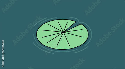 A serene illustration of a lily pad floating on water.