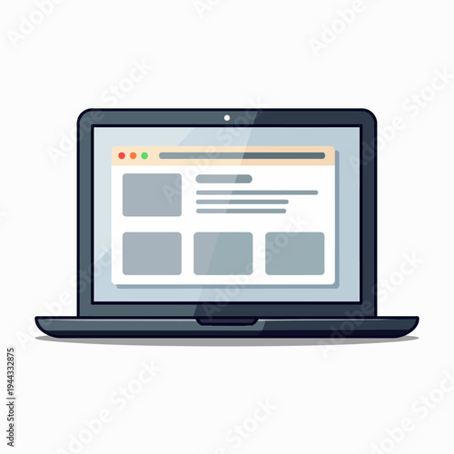 laptop device simple computer technology icon isolated on white background designed for vector graphics, user interface elements, presentation visuals and moder