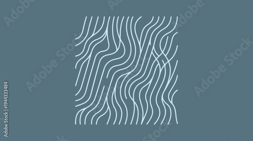 Abstract wavy lines pattern on a teal background, minimalist design.
