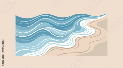 Beautiful ocean waves crashing on a sandy beach, serene coastal scene.