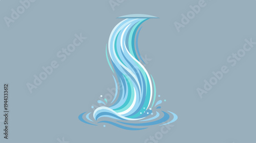 Beautiful waterfall cascading down with water splashing into the pool.