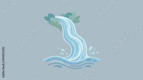 Beautiful waterfall cascading down the rocks into a serene pool of water.