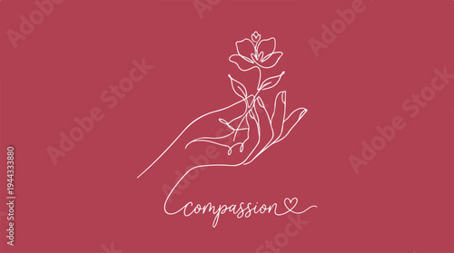 Compassionate hand holding a flower, representing empathy and kindness.