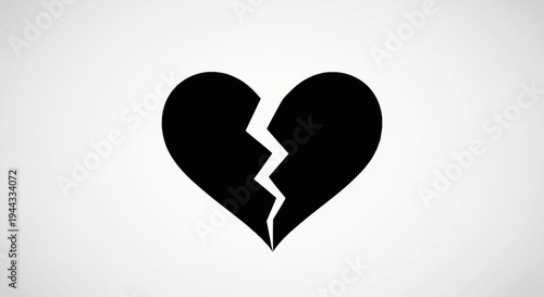 Black Broken Heart Icon Symbolizing Heartbreak, Sadness, and Relationship Problems