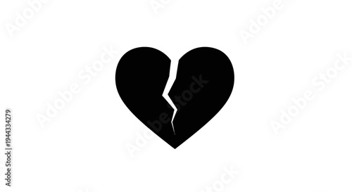 Black Broken Heart Symbol, Symbol of Sadness, Pain, and Heartbreak