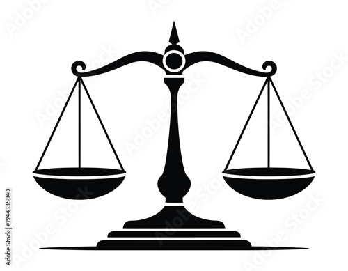 Justice Balance Scale Minimal Black and White Law Symbol