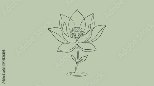 Elegant Lotus Flower Sketch - A Delicate Botanical Illustration.