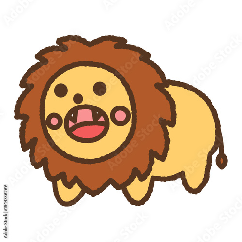 手書き風の生き物単品アイコンイラスト　ライオン