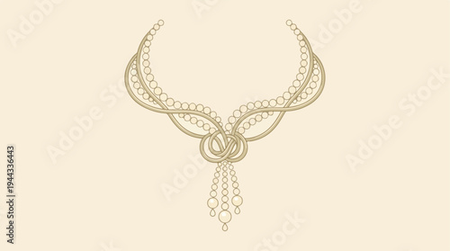 Elegant Pearl Necklace - Exquisite Jewelry Design on a Neutral Background.