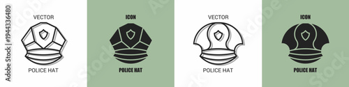 Police hat icon line. Police hat vector illustration.