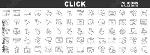 Clean outline click icons featuring cursor