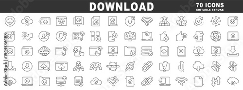 Download icon set featuring cloud