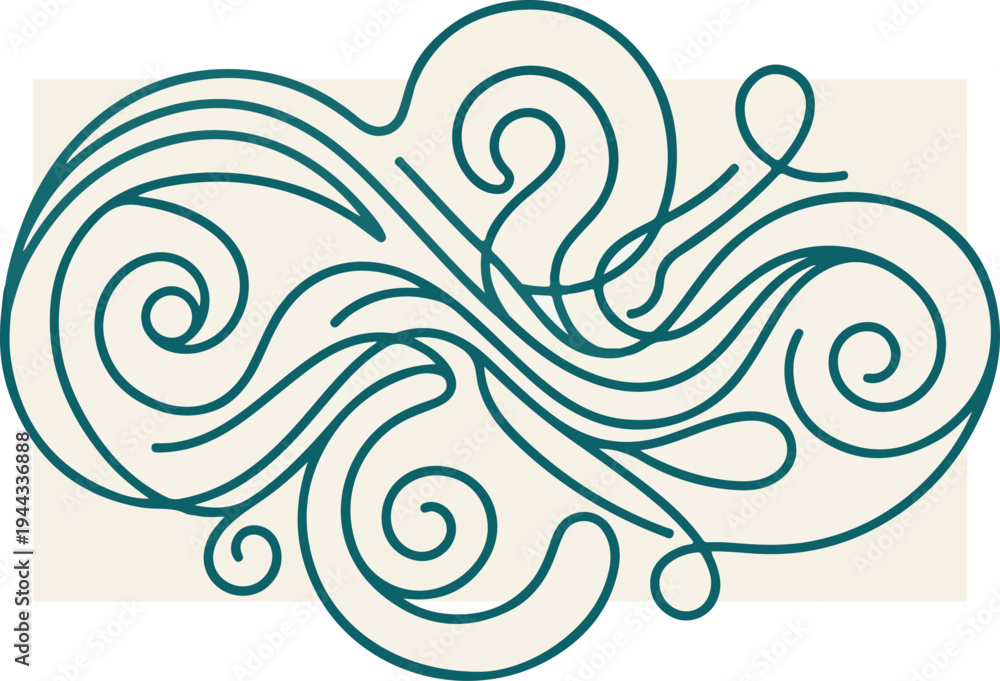 Fototapeta premium Elegant swirling lines illustration, abstract design, artistic composition.