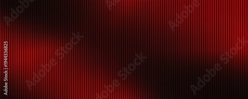 Abstract dark red vertical metallic ribs background with dramatic spotlight and industrial texture. vector illustration