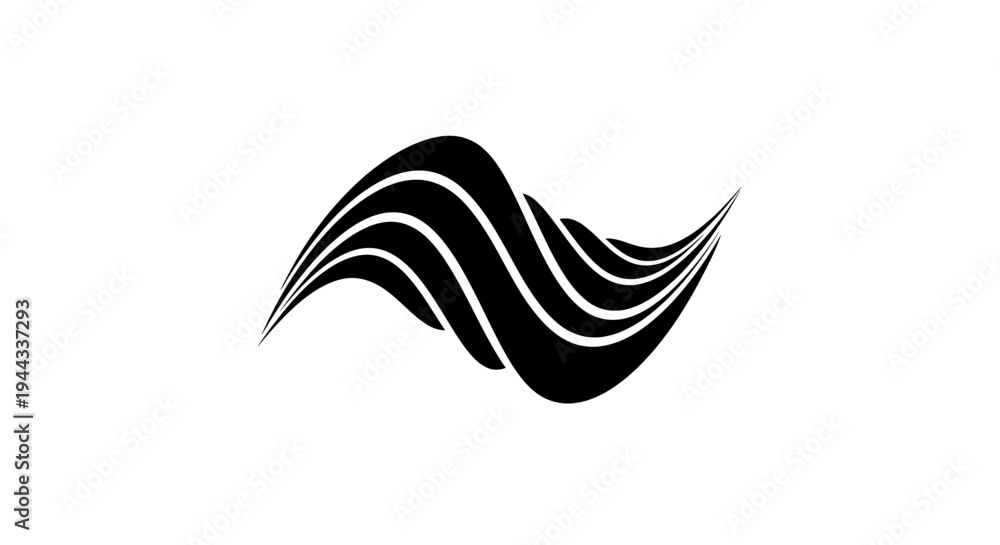 Naklejka premium Black and white abstract wave design.
