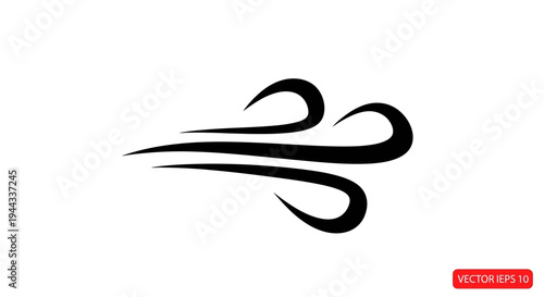 Black abstract swirling motion symbol.