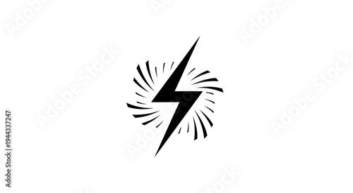 Black lightning bolt icon symbol.