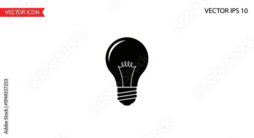 Black Light Bulb Icon Symbol.