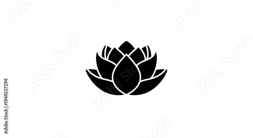 Black lotus flower icon symbol.