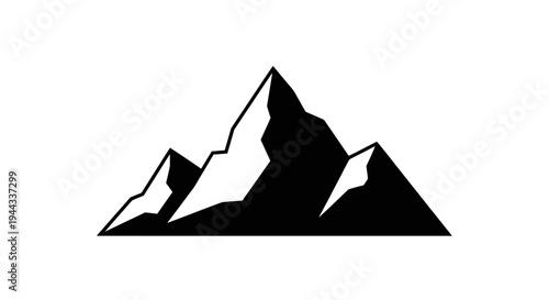 Black silhouette of mountain peaks.