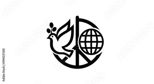 Black dove peace sign logo symbol.