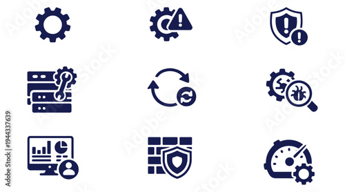 Business process management and optimization icons set