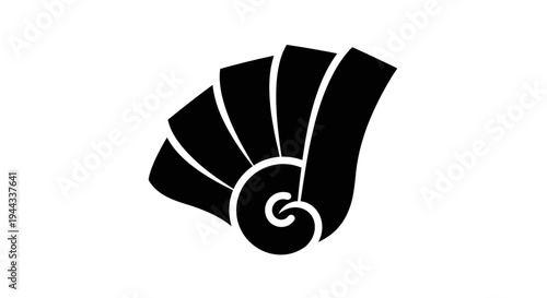 Black and white nautilus shell icon.