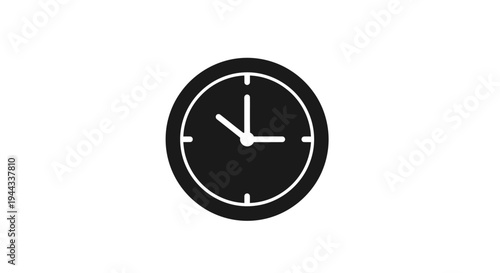 Black clock with white hands.