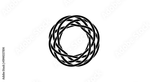 Black circular woven rope design element.