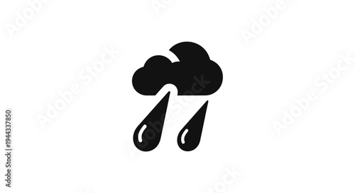 Black Cloud with Rain Drops Icon.