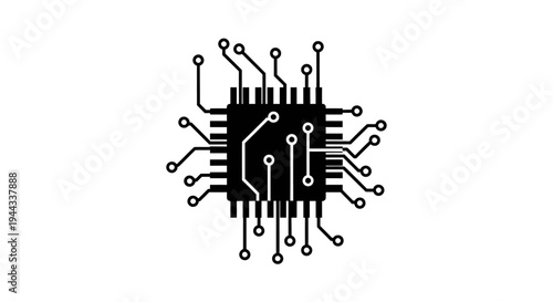 Microchip electronic circuit board component closeup.