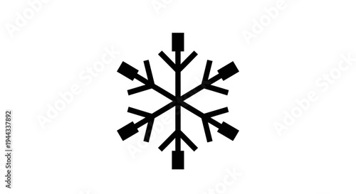 Black Snowflake Design Isolated Symbol.