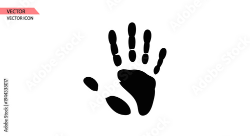 Black handprint on white background closeup.