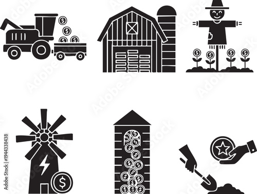 Crypto Yield Farming and Digital Harvest Finance Silhouettes