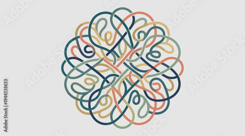Intricate abstract design with interwoven lines and shapes, a visual representation.