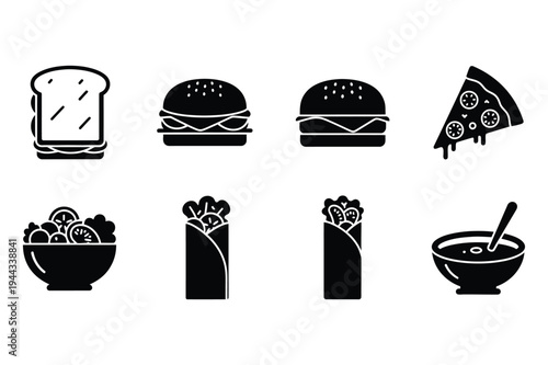 Fast food icons set vector illustration with junk food