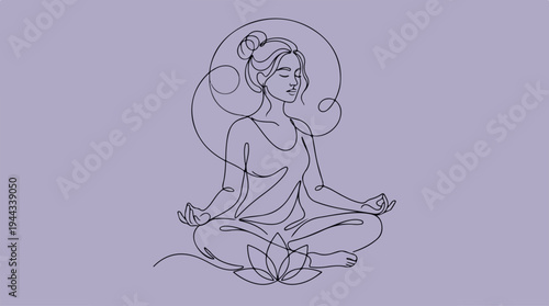 Meditating woman in lotus pose with a spiritual aura.