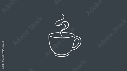 Minimalist Coffee Cup Illustration on Dark Background for Design.