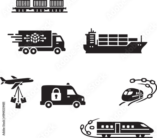 Global Supply Chain and Logistics Infrastructure Silhouettes