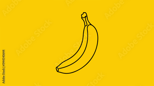 Simple illustration of a yellow banana on a yellow background.