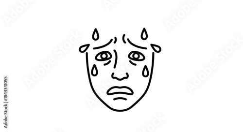Anxious Face with Sweat Drops, Expressing Stress and Worry